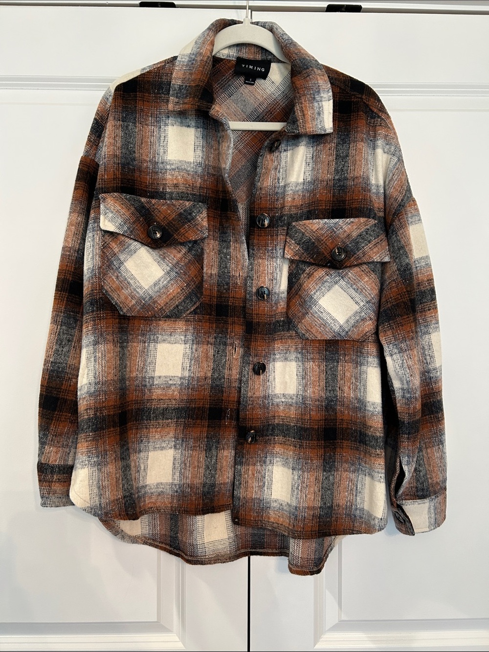Timing Oversized Plaid Shacket - Picture 3 of 6